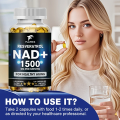 4-in-1 NAD+ & Resveratrol Supplement – Cellular Energy, Focus, Memory & Anti-Aging Support with NMN, Quercetin & Pterostilbene – Advanced Longevity Complex