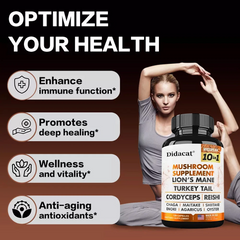 Mushroom Complex Supplement – 10x Strength Lions Mane, Turkey Tail, Reishi, Cordyceps – Brain Boost, Focus & Memory Support for Men and Women
