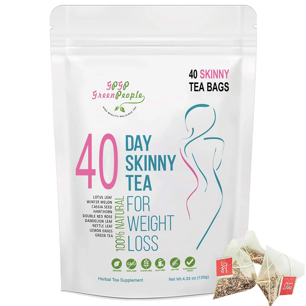 4-in-1 Herbal Detox Supplement – 40-Day Natural Weight Loss Cleanse, Caffeine-Free, Non-GMO, Gut & Metabolism Support