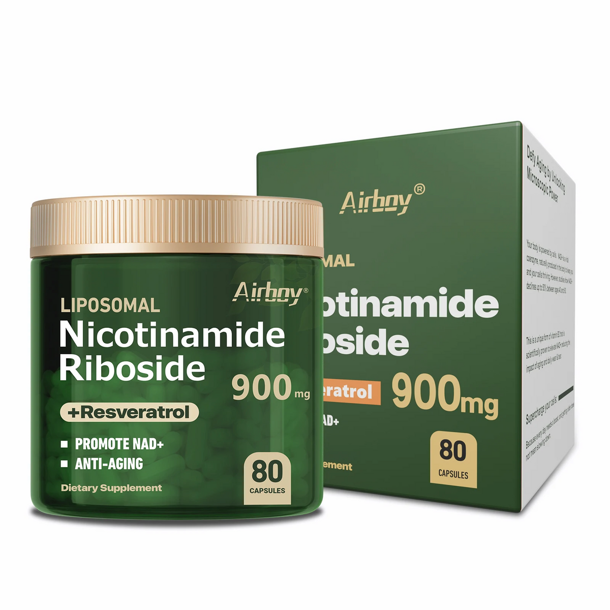 4-in-1 NAD+ Booster Supplement with Nicotinamide Riboside, Resveratrol, Quercetin & NMN – Cellular Energy & Anti-Aging Support – 80 High-Purity Capsules