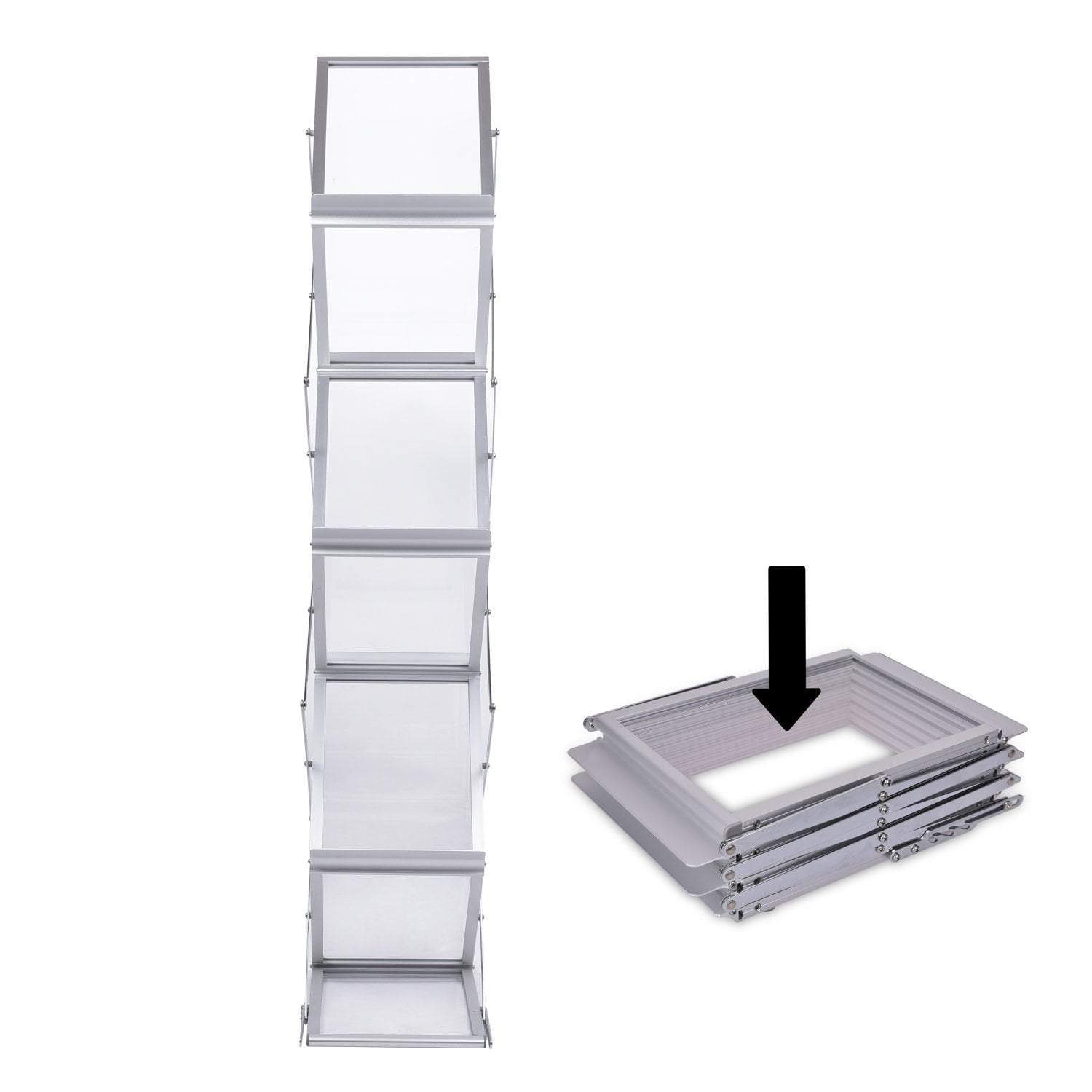 Zigzag Brochure Stand A4 Foldable Silver/White
