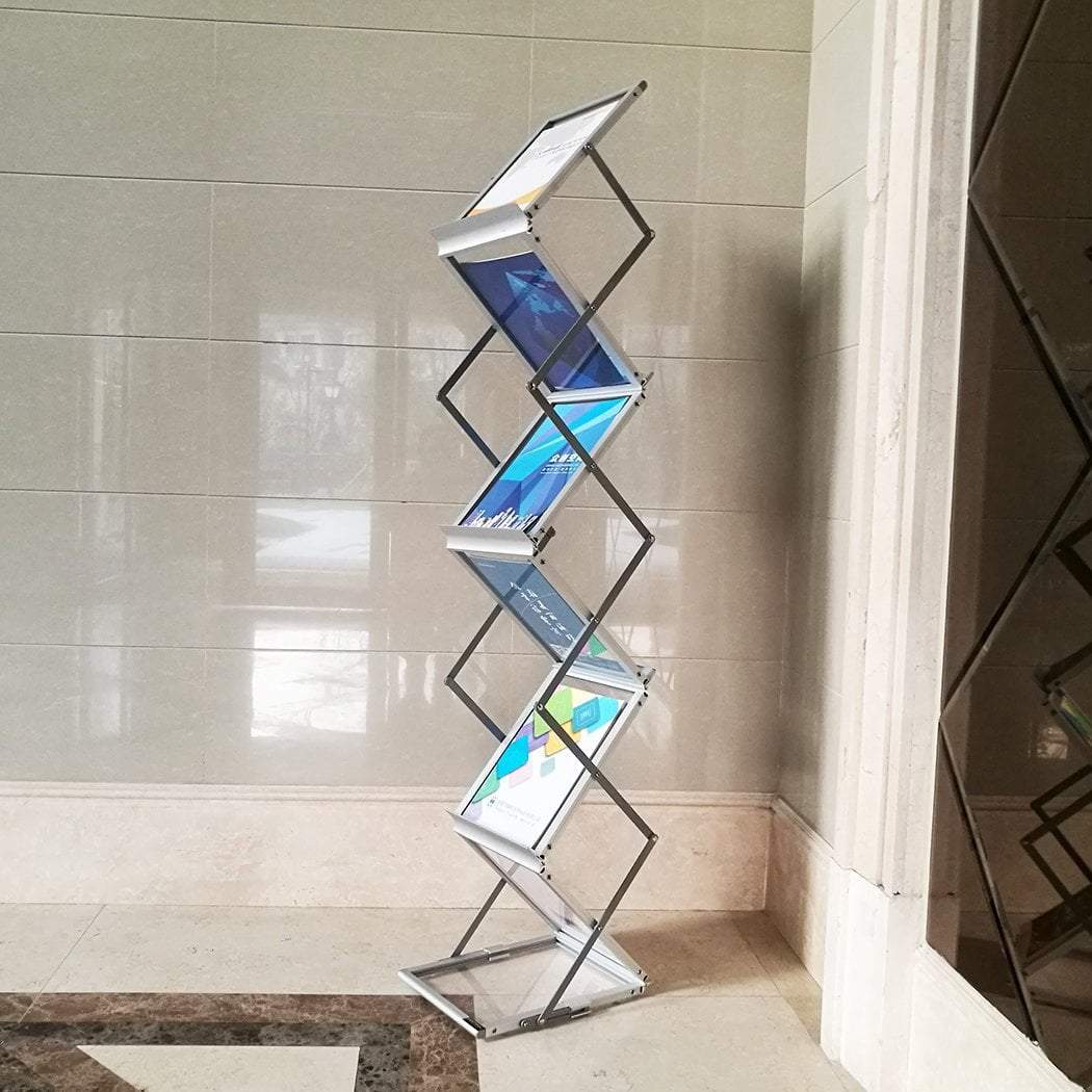 Zigzag Brochure Stand A4 Foldable Silver/White