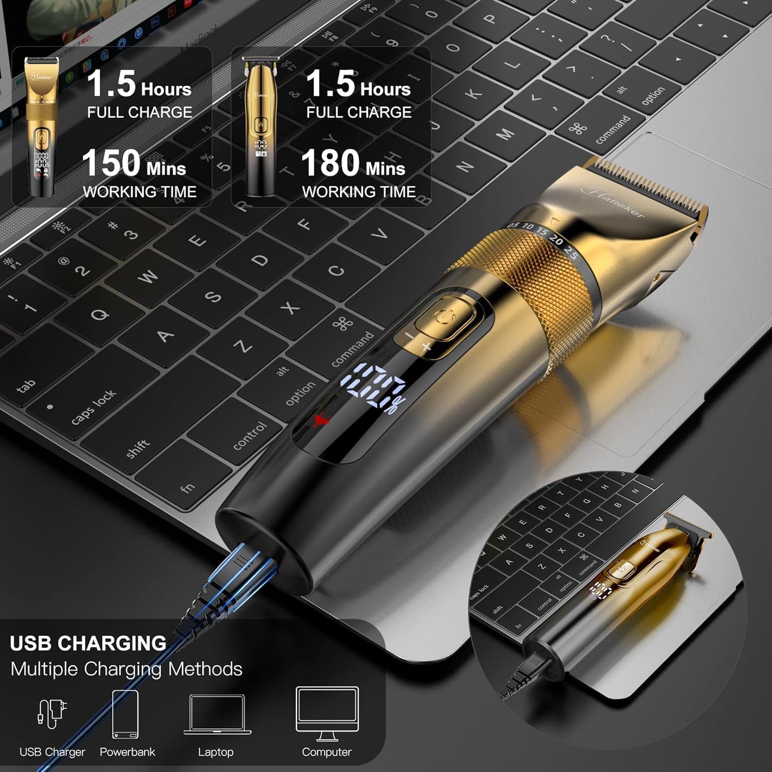 Hatteker™ Gold Edition Pro Grooming Kit Blade Trimmer Set