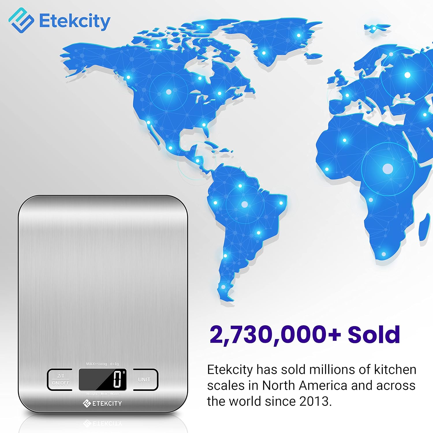 Etekcity Digital Kitchen Scale – Grams/Ounces, Stainless Steel, LCD, for Cooking & Meal Prep