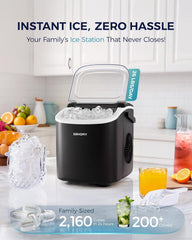 EUHOMY Countertop Ice Maker Machine with Handle, 26lbs in 24Hrs, 9 Ice Cubes Ready in 6 Mins, Auto-Cleaning Portable Ice Maker with Basket and Scoop