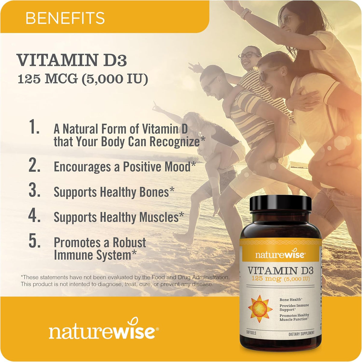 NatureWise Vitamin D3 5000iu – 360 Softgels for Immunity & Bone Health