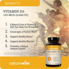 NatureWise Vitamin D3 5000iu – 360 Softgels for Immunity & Bone Health