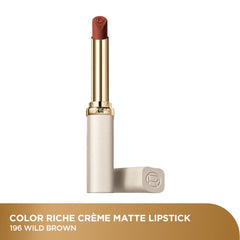 L'OREAL PARIS MAKEUP Color Riche Creme Matte Lipstick 196 Wild Brown 1s
